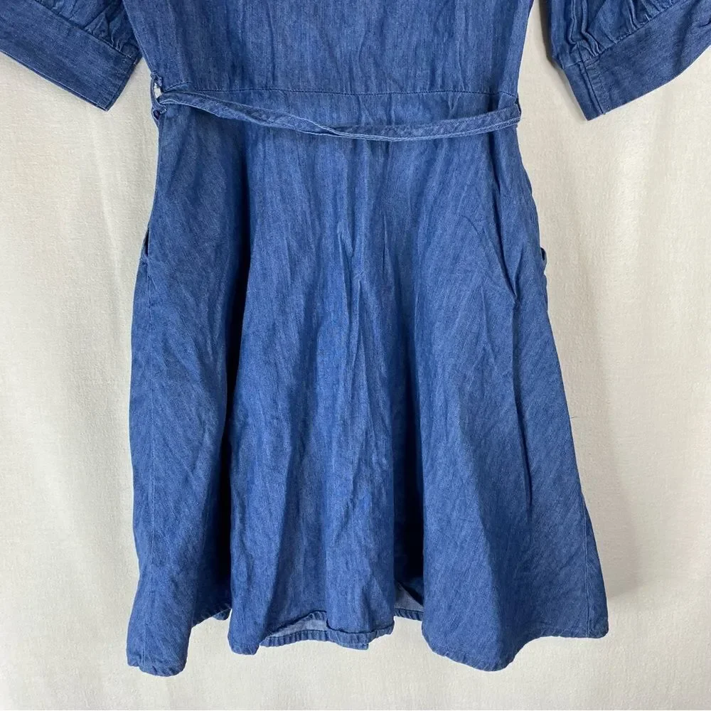 5/$25 Wonder Nation Blue Denim Button Down Casual Short Sleeve Dress Pockets XL